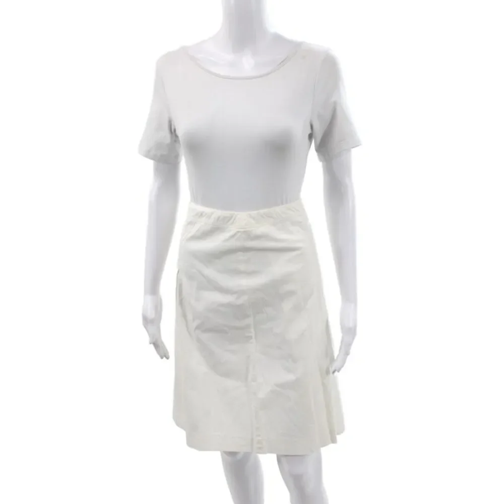 Miu Miu Women White A-Line Knee Length Cotton Skirt Zip Size 44